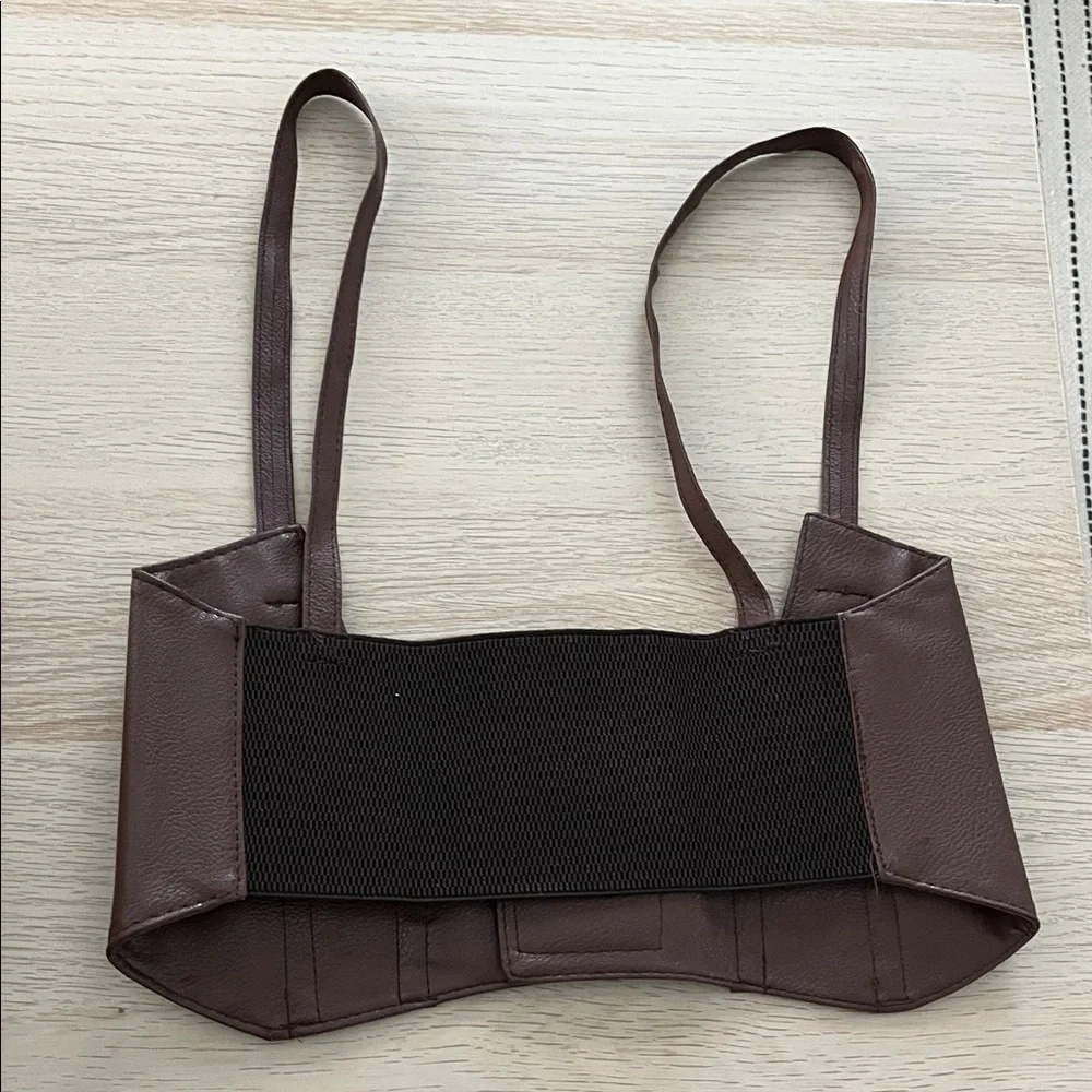 Brown Leather Buckle Corset Top - Picture 2 of 2